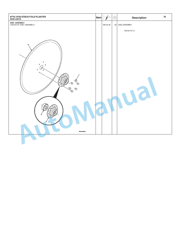 Massey Ferguson 8792, 8776 Planter Repair Time Schedule 4283441M1-2