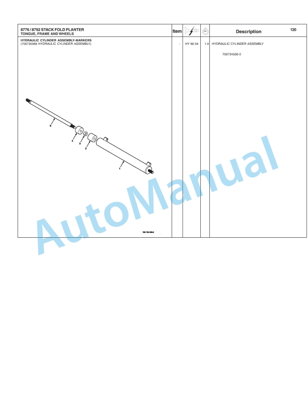 Massey Ferguson 8792, 8776 Planter Repair Time Schedule 4283441M1-5
