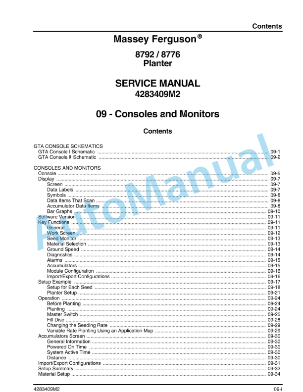 Massey Ferguson 8792, 8776 Planter Service Manual 4283409M2-5
