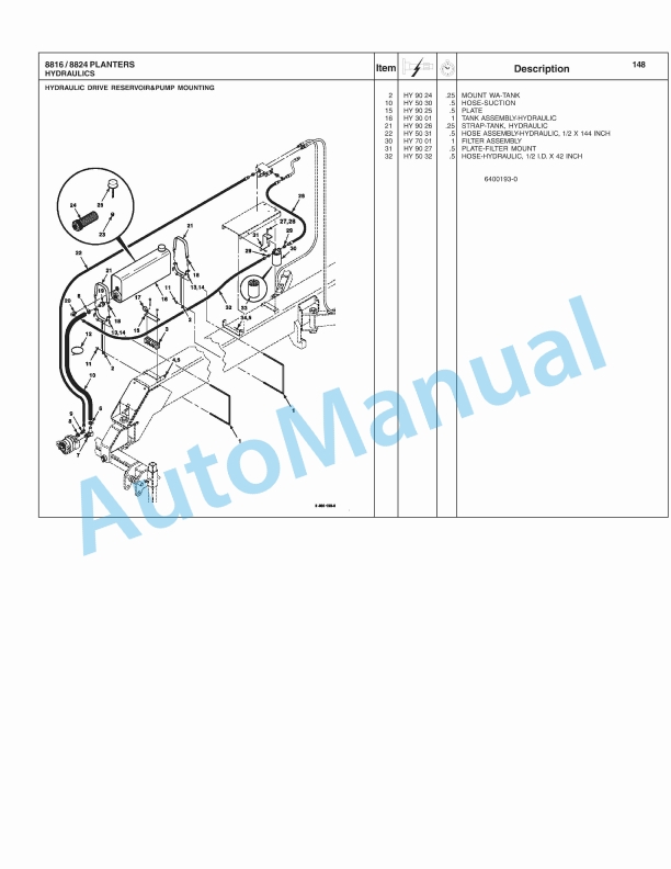 Massey Ferguson 8816, 8824 Planter Repair Time Schedule 4283393M1-3