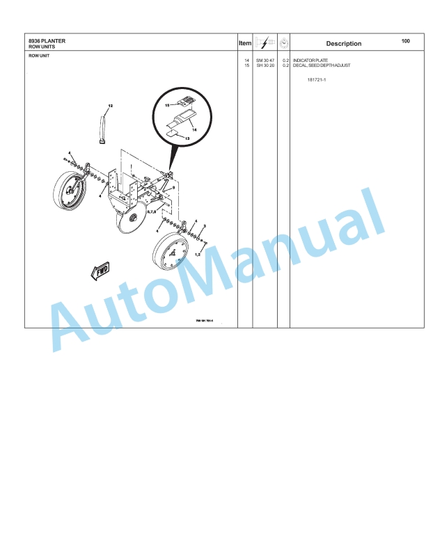 Massey Ferguson 8936 Planter Repair Time Schedule 4283514M1-3