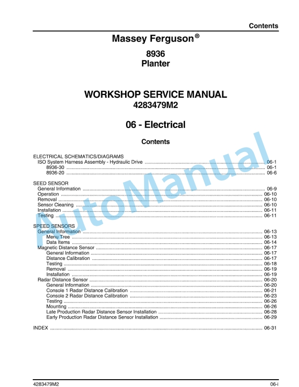 Massey Ferguson 8936 Planter Service Manual 4283479M2-5