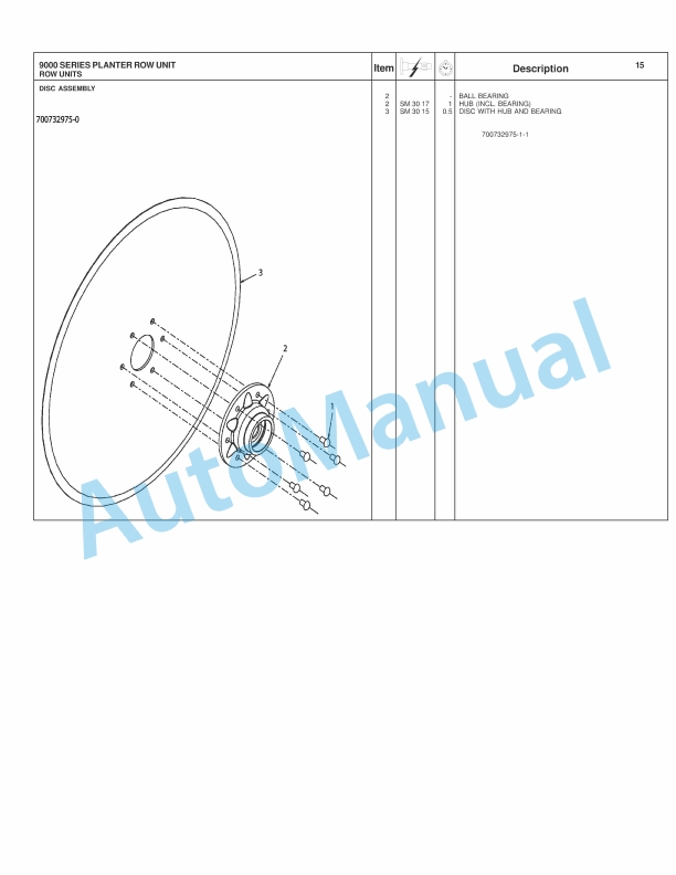 Massey Ferguson 9000 Series Planter Row Unit Repair Time Schedule 4283534M1-2