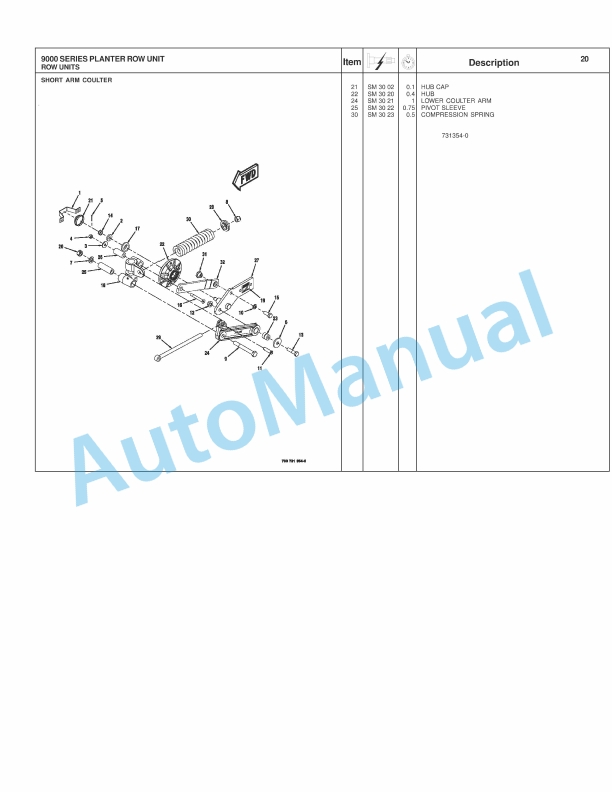 Massey Ferguson 9000 Series Planter Row Unit Repair Time Schedule 4283534M1-3