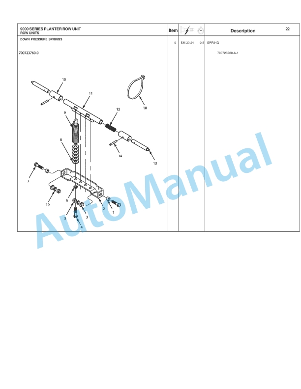 Massey Ferguson 9000 Series Planter Row Unit Repair Time Schedule 4283534M1-4