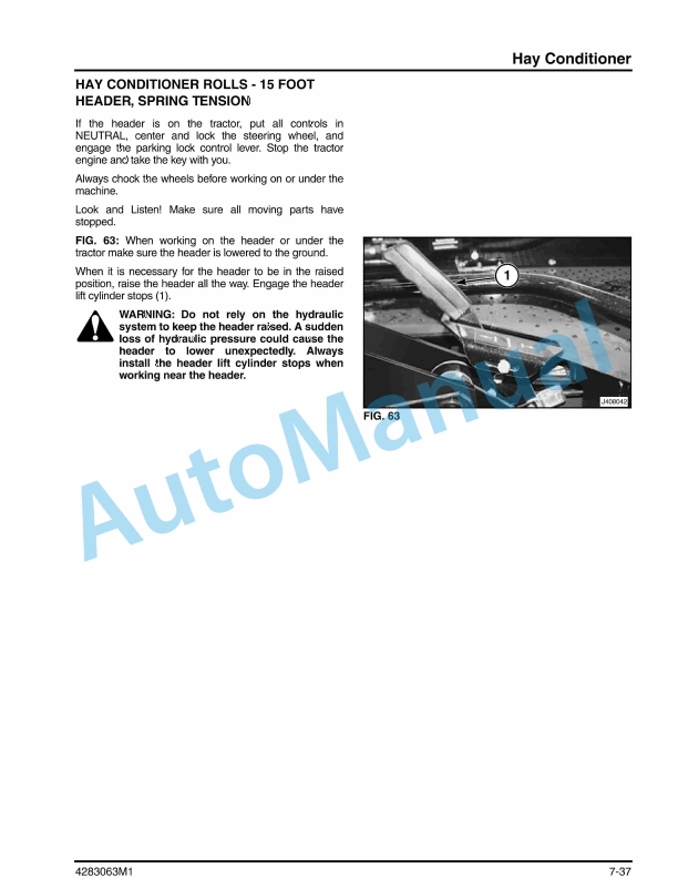 Massey Ferguson 9070, 9075, 9175, 9185 Rotary Header Workshop Service Manual 4283063M1-5