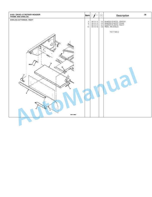 Massey Ferguson 9183 Rotary Disc Header Repair Time Schedule 4283445M1-4