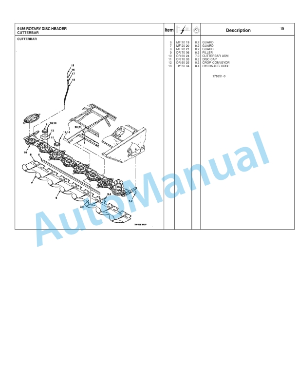 Massey Ferguson 9186 Rotary Disc Header Repair Time Schedule 4283500M1-2
