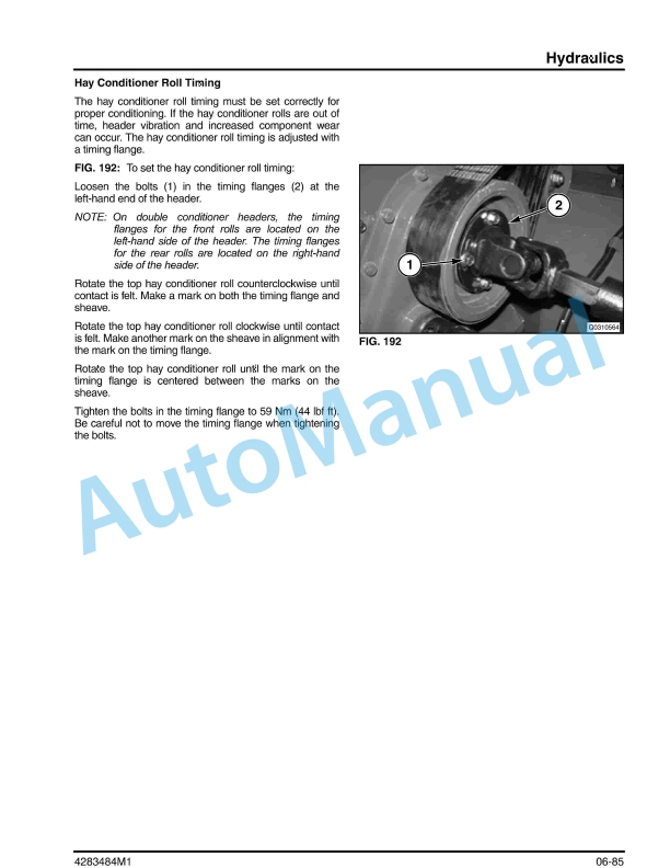 Massey Ferguson 9186 Rotary Disc Header Service Manual 4283484M1-3