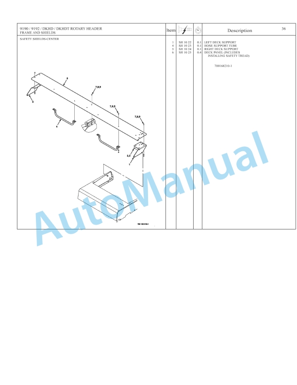 Massey Ferguson 9190, 9192 Rotary Disc Header Repair Time Schedule 4283363M1-3