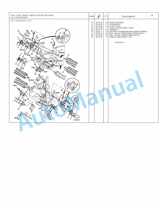 Massey Ferguson 9195, 9196 Rotary Disc Header Repair Time Schedule 4283444M1-2