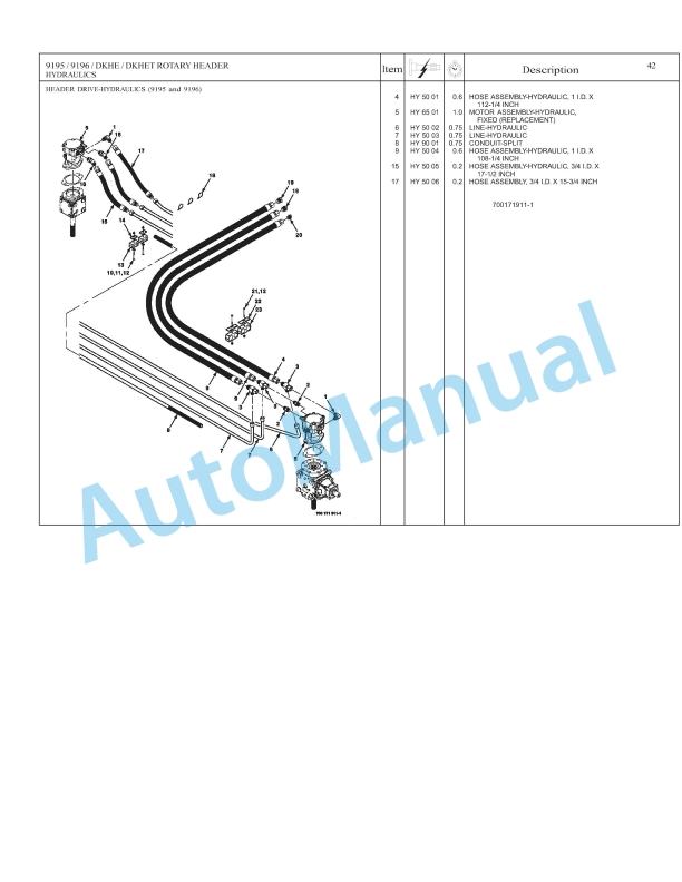 Massey Ferguson 9195, 9196 Rotary Disc Header Repair Time Schedule 4283444M1-4