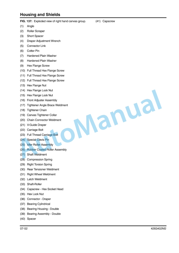 Massey Ferguson 9250 DynaFlex Draper Header Service Manual 4283402M2-3