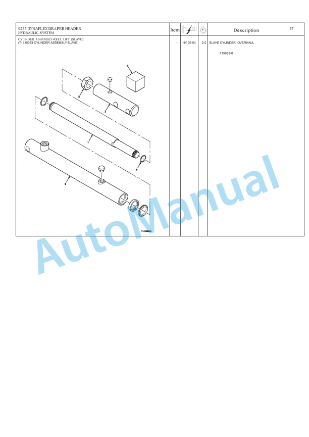 Massey Ferguson 9255 DynaFlex Draper Header Repair Time Schedule 4283601M1-2