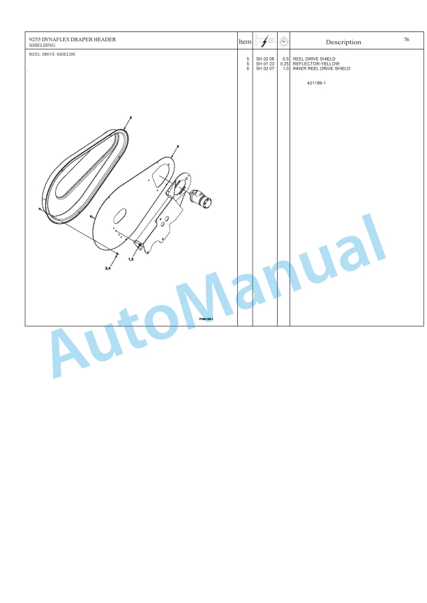 Massey Ferguson 9255 DynaFlex Draper Header Repair Time Schedule 4283601M1-5