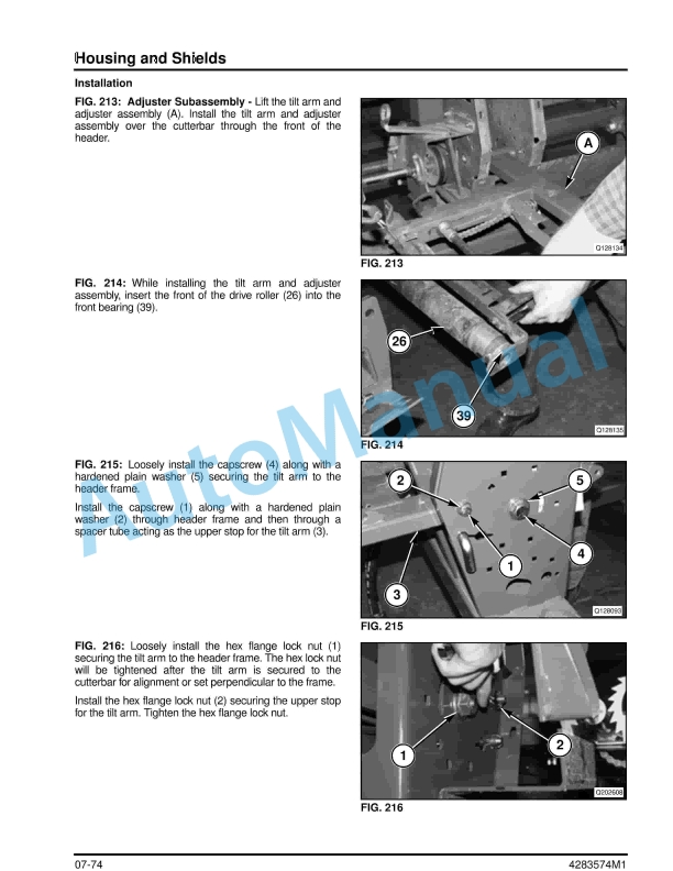 Massey Ferguson 9255 DynaFlex Draper Header Service Manual 4283574M3-4