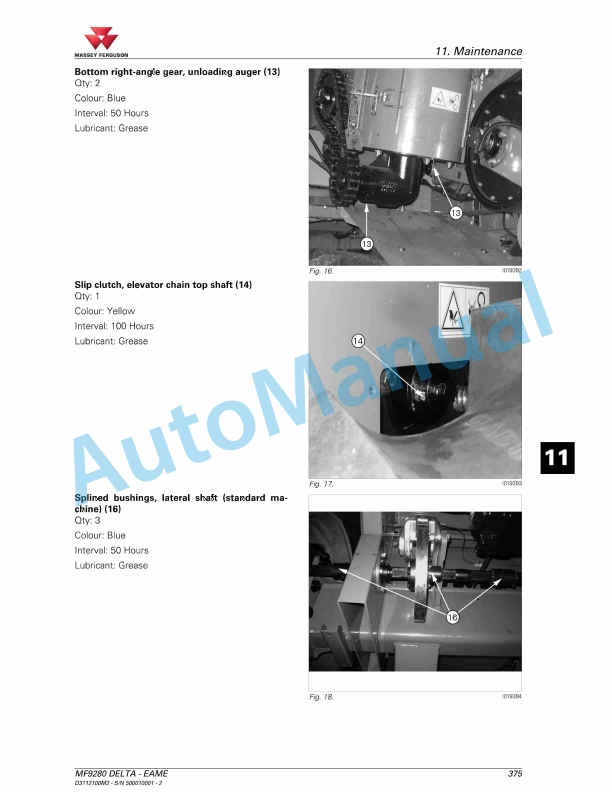 Massey Ferguson 9280 Delta Combine Series Operators Manual D3112100M2-5