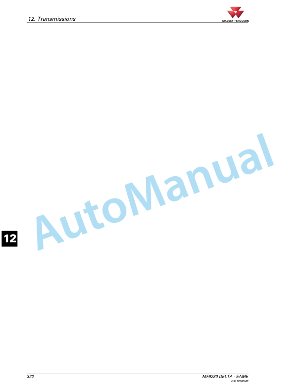Massey Ferguson 9280 Delta Combine Series Workshop Service Manual D3112800M2-2