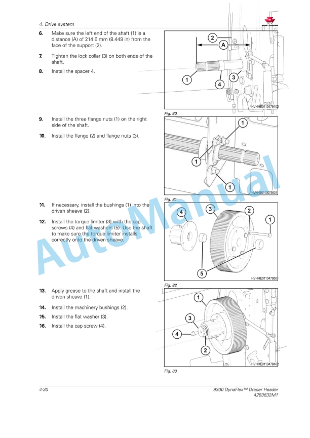 Massey Ferguson 9300 DynaFlex Draper Header Workshop Service Manual 4283632M1-2