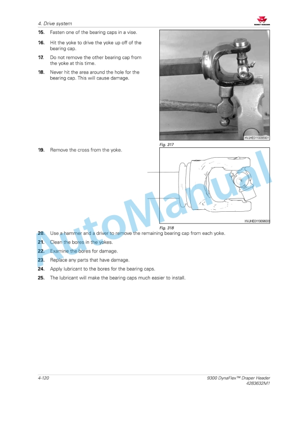 Massey Ferguson 9300 DynaFlex Draper Header Workshop Service Manual 4283632M1-3