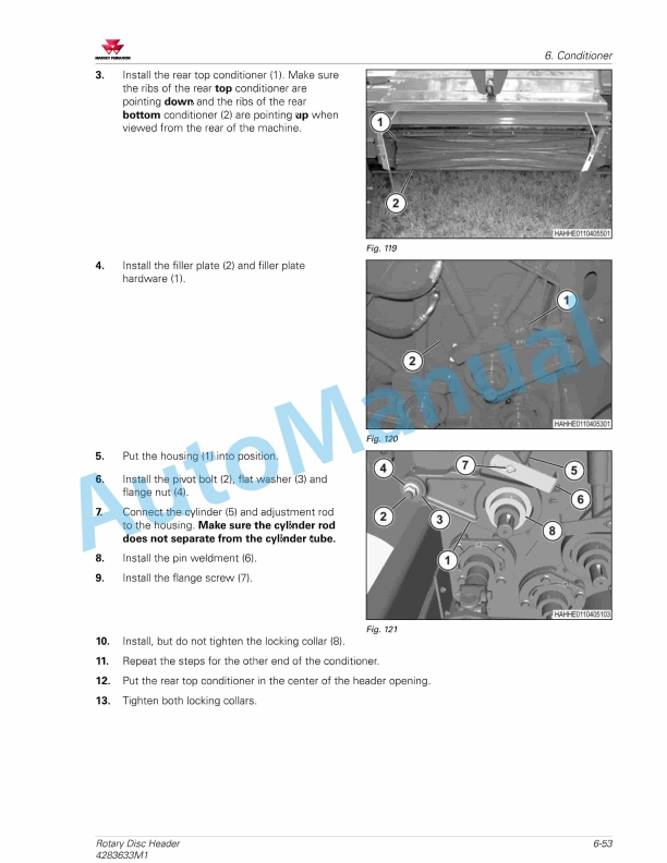 Massey Ferguson 9313S, 9313D Rotary Disc Header Workshop Service Manual 4283633M1-5