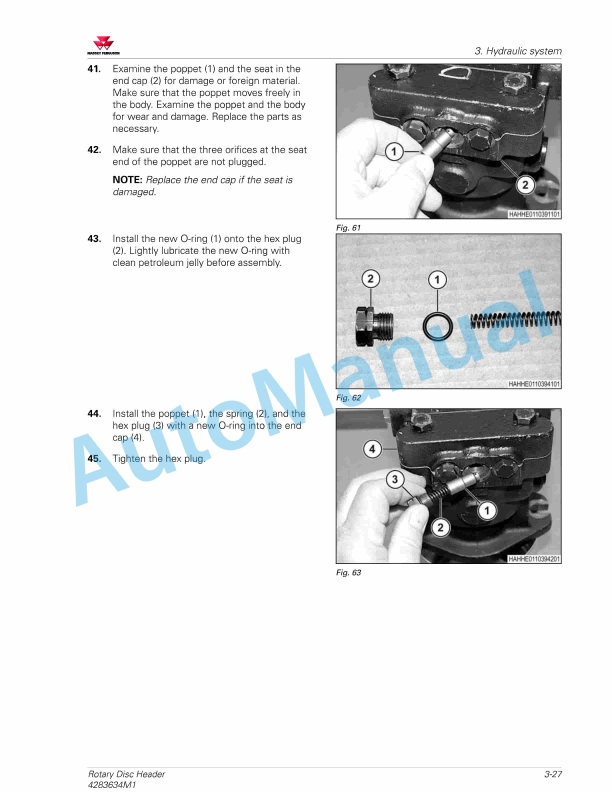 Massey Ferguson 9316S, 9316D Rotary Disc Header Workshop Service Manual 4283634M1-2