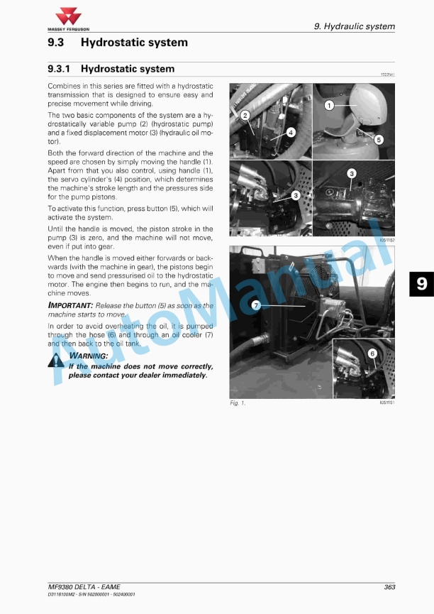 Massey Ferguson 9380 Delta Combine Series Operators Manual D3118100M2-4