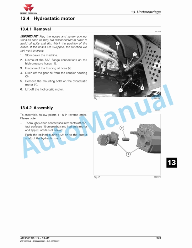 Massey Ferguson 9380 Delta Combine Series Workshop Service Manual D3118800M2-2