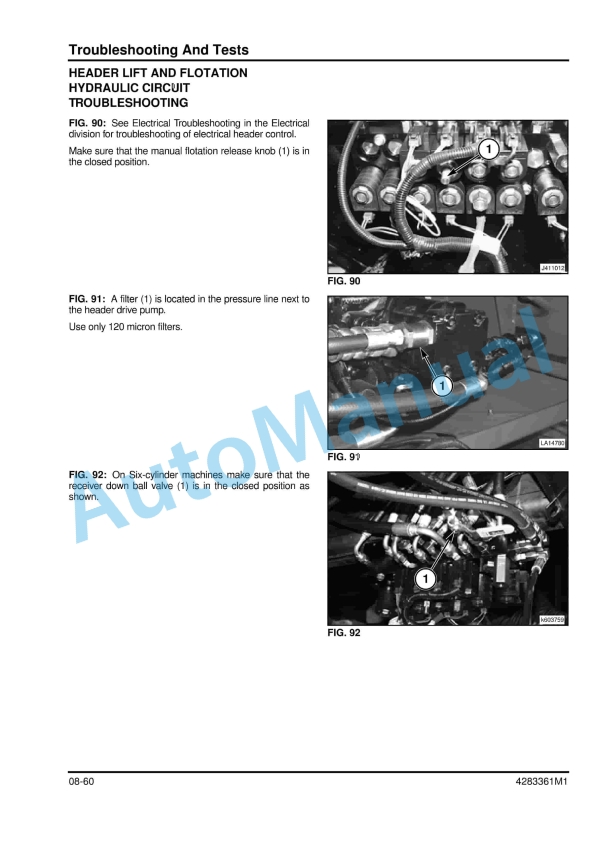 Massey Ferguson 9430, 9435, 9635 Windrower Tractor Workshop Service Manual 4283361M1-3