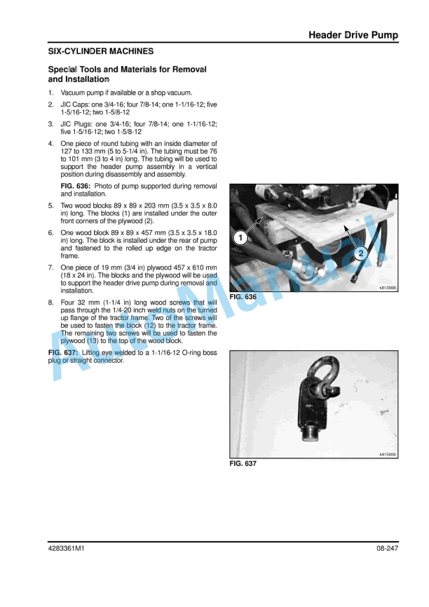 Massey Ferguson 9430, 9435, 9635 Windrower Tractor Workshop Service Manual 4283361M1-5