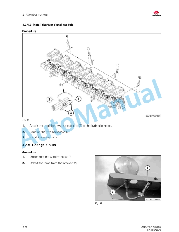 Massey Ferguson 9500VER Planter Workshop Service Manual 4283624M1-3