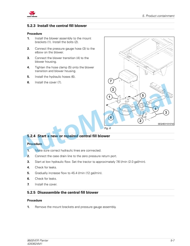 Massey Ferguson 9500VER Planter Workshop Service Manual 4283624M1-4