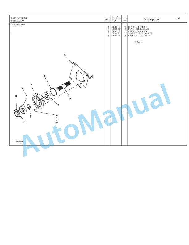 Massey Ferguson 9520, 9530 Combine Repair Time Schedule 4283476M2-3