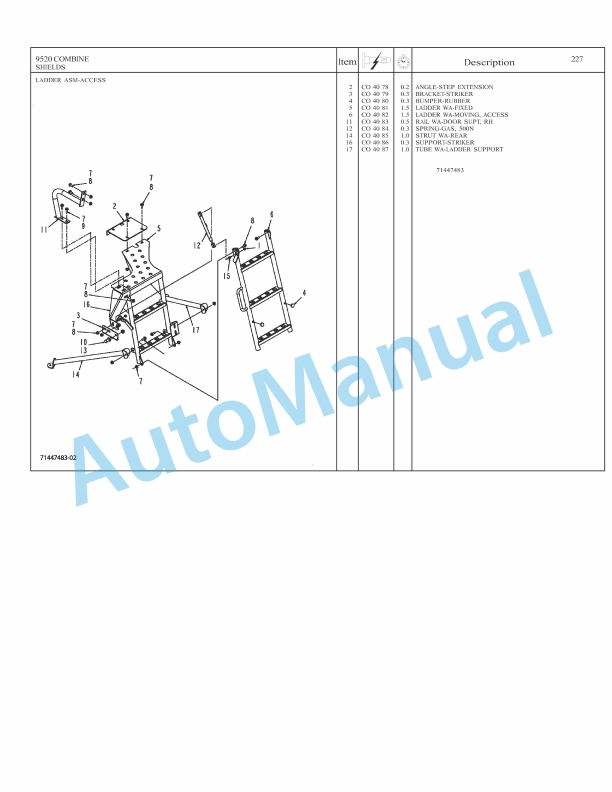 Massey Ferguson 9520, 9530 Combine Repair Time Schedule 4283476M2-4