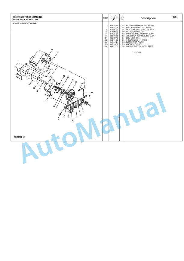 Massey Ferguson 9540, 9550, 9560 Combine Repair Time Schedule 4283482M3-3