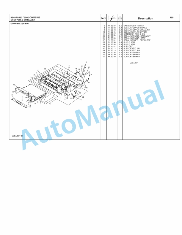 Massey Ferguson 9540, 9550, 9560 Combine Repair Time Schedule 4283482M4-2