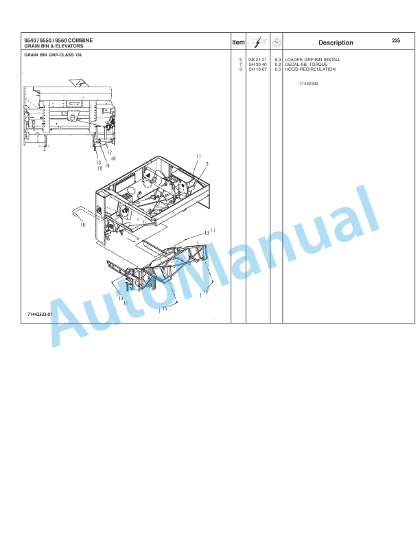 Massey Ferguson 9540, 9550, 9560 Combine Repair Time Schedule 4283482M4-3