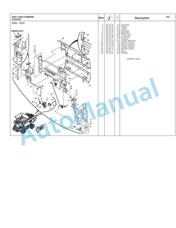 Massey Ferguson 9545, 9565 Combine Repair Time Schedule 4283571M3-3