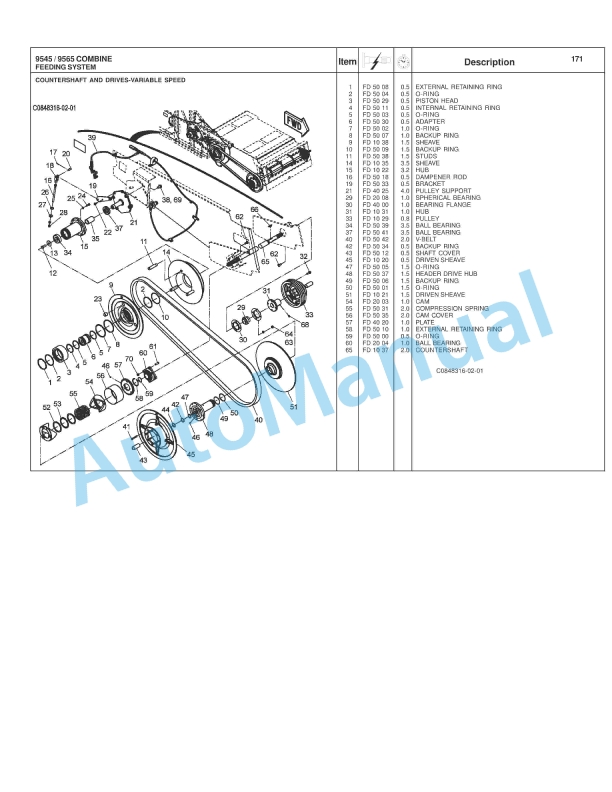 Massey Ferguson 9545, 9565 Combine Repair Time Schedule 4283571M3-4