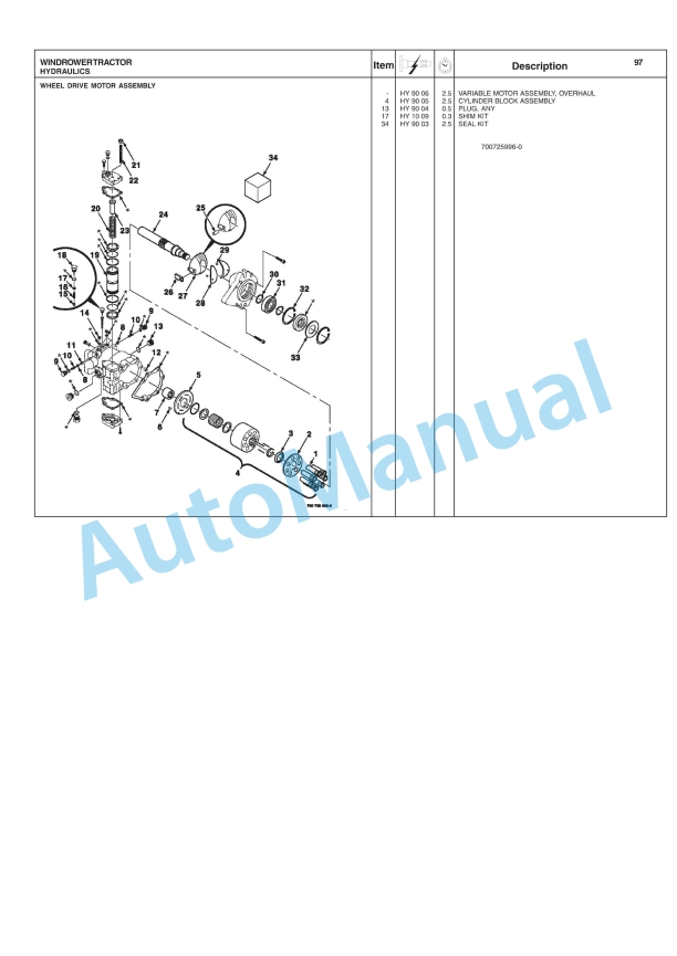 Massey Ferguson 9635 Windrower Repair Time Schedule 4283096M2-3