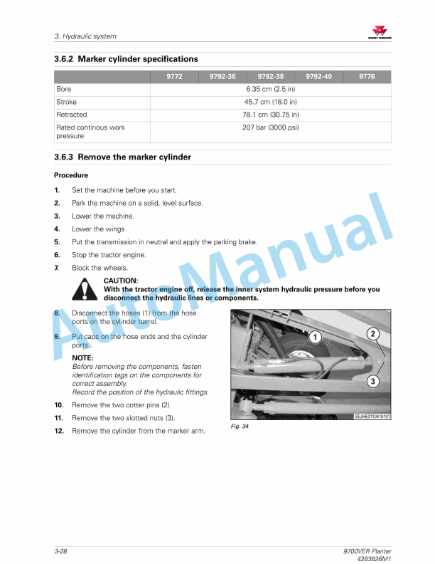Massey Ferguson 9700VER Planter Workshop Service Manual 4283626M1-2