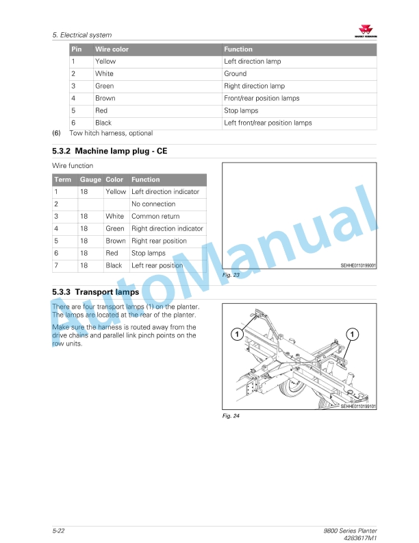Massey Ferguson 9800 Series Planter Workshop Service Manual 4283617M1-2