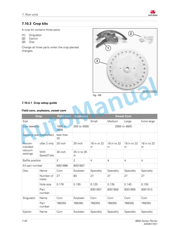 Massey Ferguson 9800 Series Planter Workshop Service Manual 4283617M1-4