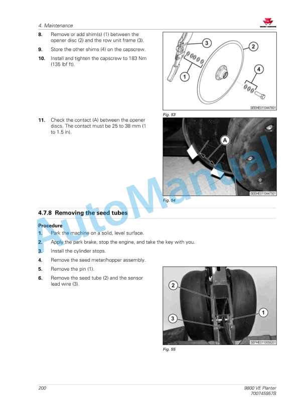 Massey Ferguson 9800 VE Planter Operators Manual 700745957B-4