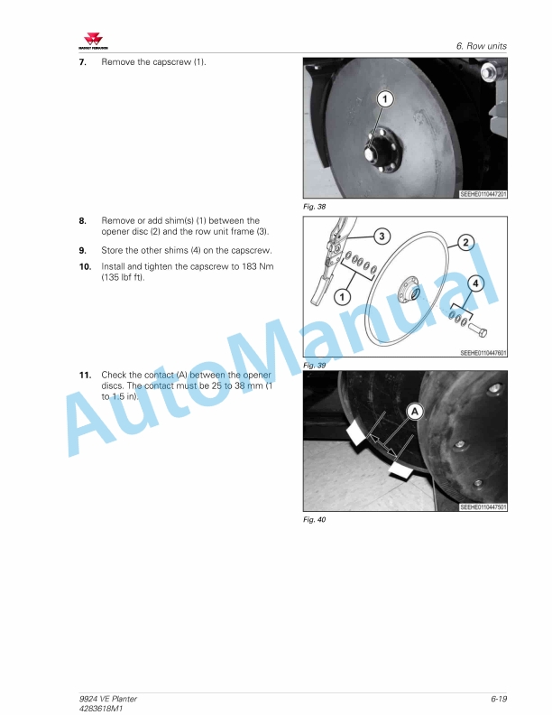 Massey Ferguson 9924 VE Planter Workshop Service Manual 4283618M1-3