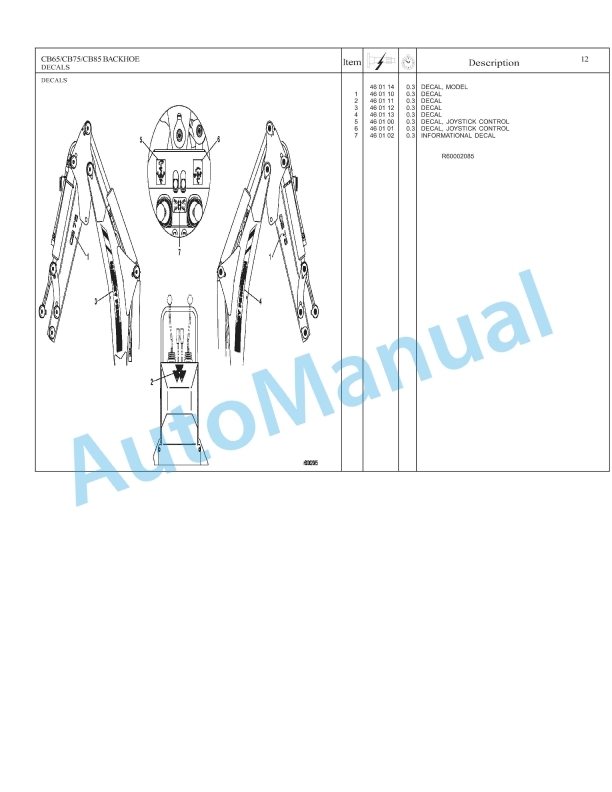 Massey Ferguson CB65, CB75, CB85 Backhoe Repair Time Schedule 4283590M1-4