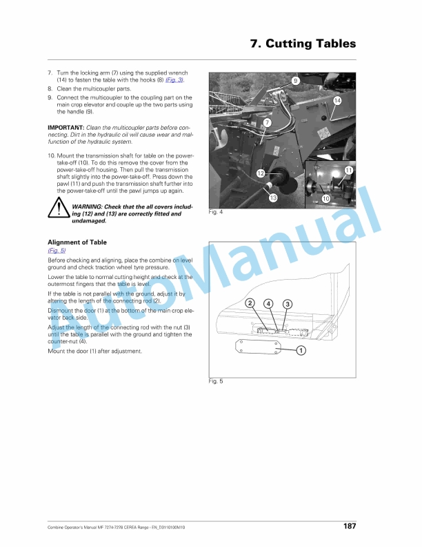 Massey Ferguson Cerea 7274, 7278 Combine Operators Manual D3110100M10-2