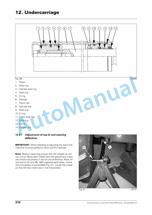 Massey Ferguson Combine MF 7200 Cerea Series Workshop Manual 63002091M4-2