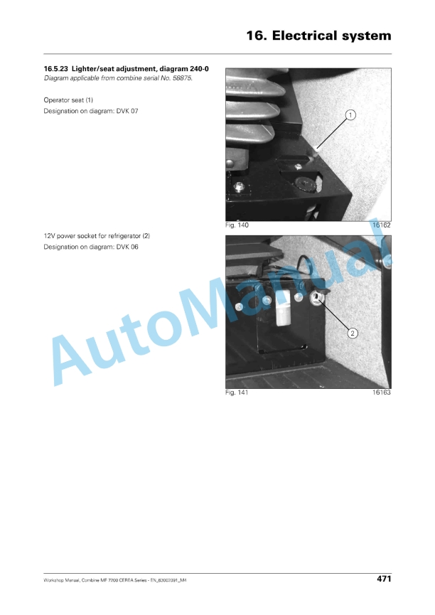 Massey Ferguson Combine MF 7200 Cerea Series Workshop Manual 63002091M4-4