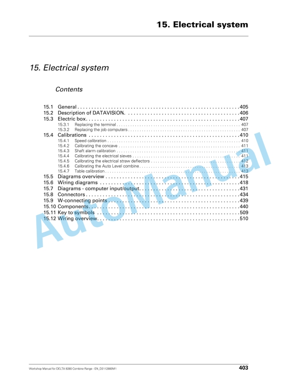 Massey Ferguson Delta 9280 Combine Range Workshop Manual D3112800M1-3